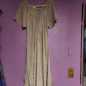 Women's Long Ivory or Cream Umbrella Free Style Dress Size Large to XXL
